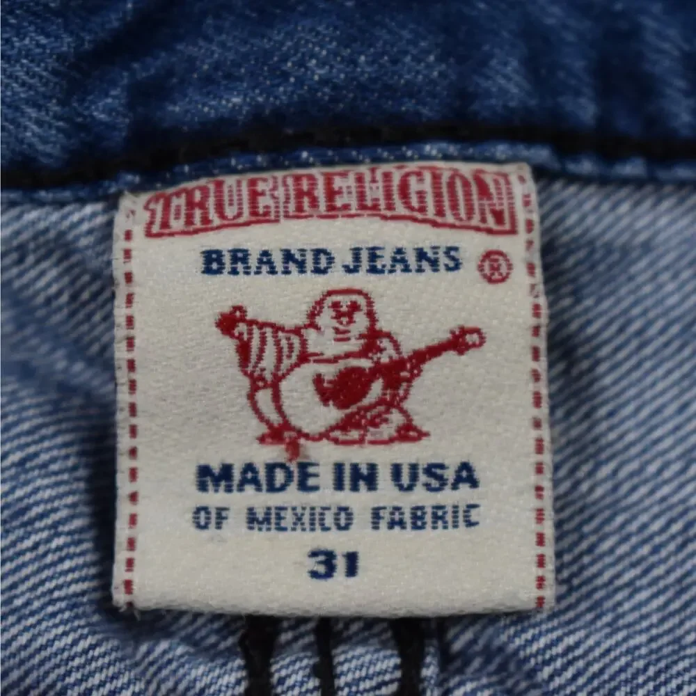 Vintage True Religion Jean Shorts Men's 31 (33) Ricky Blue Denim Cut Off Y2K USA